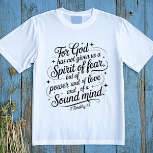 2 Timotheus 1,7 | Denn Gott hat uns den Geist der Angst nicht gegeben | Inspirierende christliche Wandkunst, Schrift druckbar, Glaubensdekor |  3 PNG Dateien
