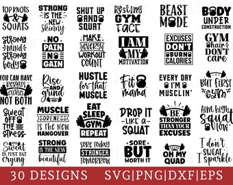 Paquete SVG de entrenamiento: Diseños de fitness y gimnasio (descarga digital)