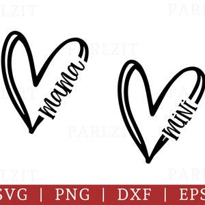 Mama Mini Svg, Mommy and Me svg, Heart Mama and Mini svg, Matching Shirt Svg, Mom Shirt Svg, Toddler Shirt Svg, Onesie Svg, Mothers Day Svg
