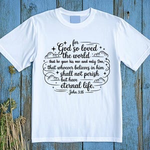 John 3 16, For God so loved the world, Bible Verse Print, Christian Wall Art, Scripture Printable, Faith Decor, SVG PNG