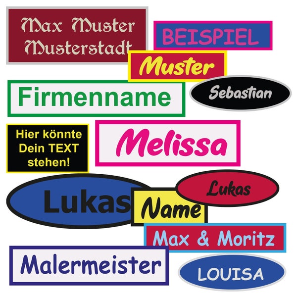 Namensschild Patch Aufnäher gestickt mit Wunschtext, Aufnäher Applikation Buchstaben Stickaufnäher Wunschname Etikett bestickt MC Kutte