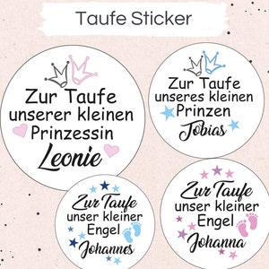 40/24 Stück Aufkleber Sticker Taufe  personalisiert für Geschenke Taufe Bonbontüten