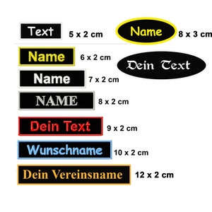 rechteckiger Aufnäher mit Klett Wunschtext Namensschild Namensband Text  Patch