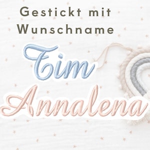 Gestickte Namen zum aufbügeln / Applikation / gestickter Schriftzug für DIY / Patch / Zuckertüte / Einschulung / Geburtsname (Höhe  3,5 cm)