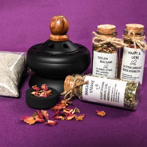 Incense set including incense bowl (incense burner with lid) incense incense mixtures herbal magic