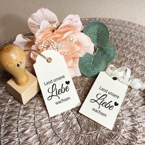 Stempel Lasst unsere Liebe wachsen  für Geschenke, Stempel Hochzeit Blumensamen