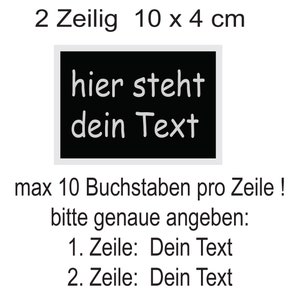 Namensschild Patch Aufnäher gestickt mit Wunschtext, Alle Größen & Farben, Aufnäher Applikation Buchstaben Stickaufnäher Wunschname 10x4 cm 2 Zeiler cm