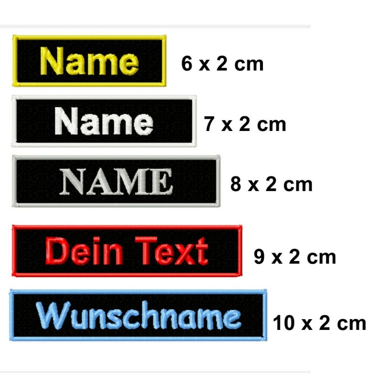 Namensschild Patch Aufnäher gestickt mit Wunschtext, Alle Größen & Farben, Aufnäher Applikation Buchstaben Stickaufnäher Wunschname Bild 3
