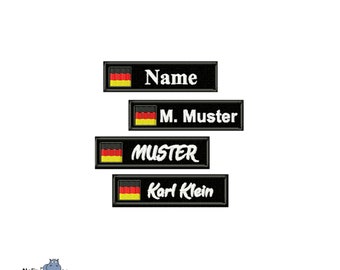 Name tag Patch Patch FRG embroidered with desired text, patch Application Letters Embroidery patch Desired name Germany flag