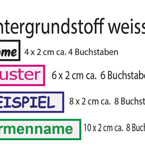 Namensschild Patch Aufnäher gestickt mit Wunschtext, Aufnäher Applikation Buchstaben Stickaufnäher Wunschname Etikett bestickt immagine 7