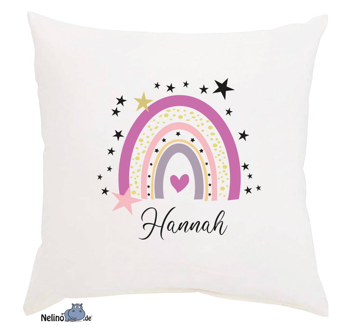 Pillow Printed With Name Rainbow Pillow Personalized Gift K34 Etsy