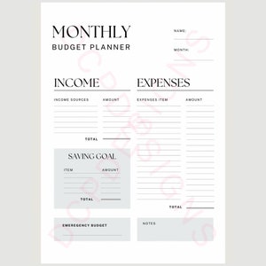 Monthly Budget Planner | Expenses | Money Saving | Digital Download PDF