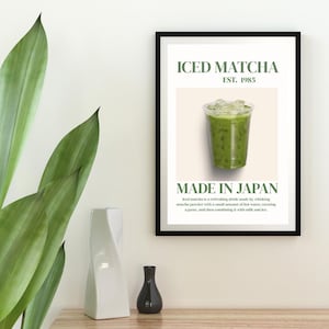 Matcha Latte Art Print, Matcha Poster, Cute Kitchen Wall Art, Aesthetic Kitchen Decor Minimalist Art Print, Digital Download