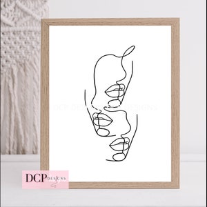 Three Face Line Art Print | Line Art Wall Art | Bedroom Decor | Home Decor | Digital Download