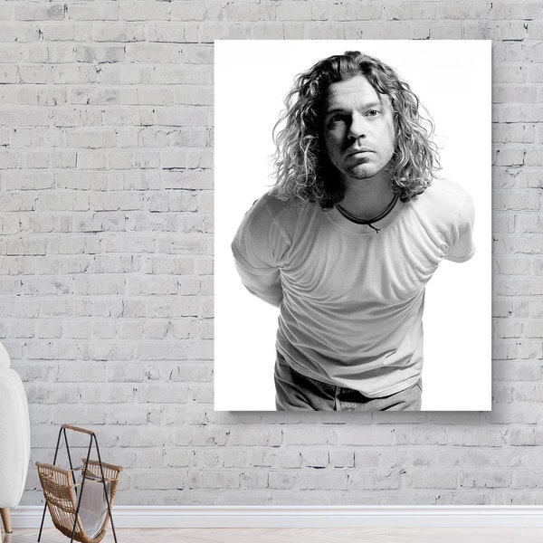 Michael Hutchence Schwarz-Weiß Leinwandbild, Wandkunst, Wanddekoration, Leinwandgemälde, moderne Wandkunst