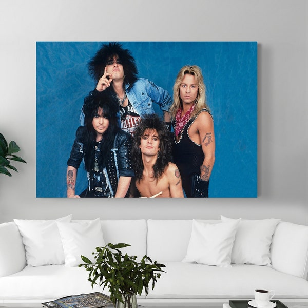 Mötley Crüe, Legend Music Group Canvas Painting, 1987 Billboard Wall Art, Wall Decor, Canvas Painting, Modern Wall Art,