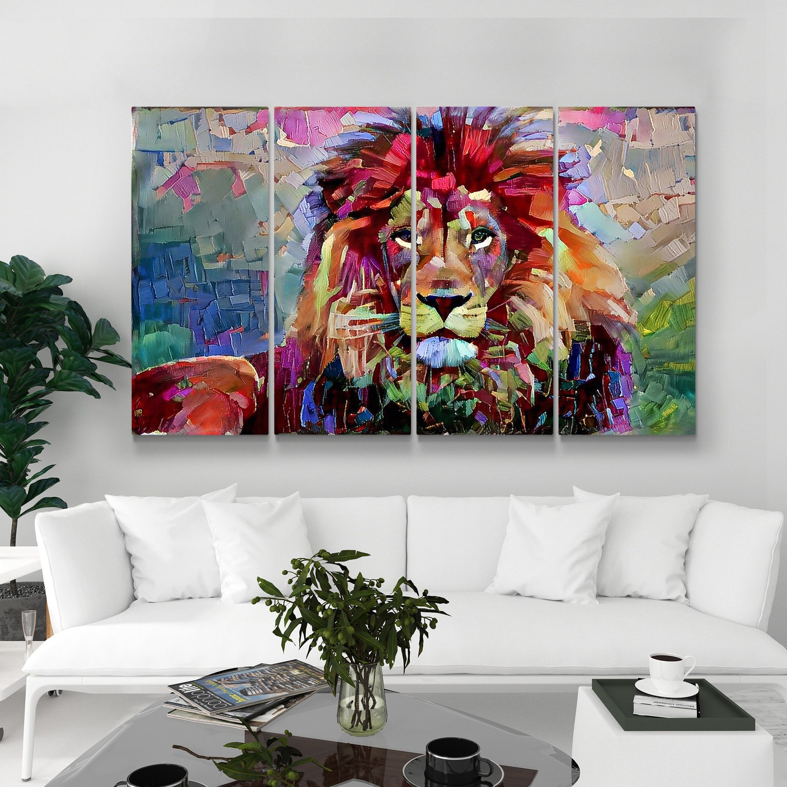 Colorful Lion Canvas Painting Lion Painting Wall Art Canvas - Etsy