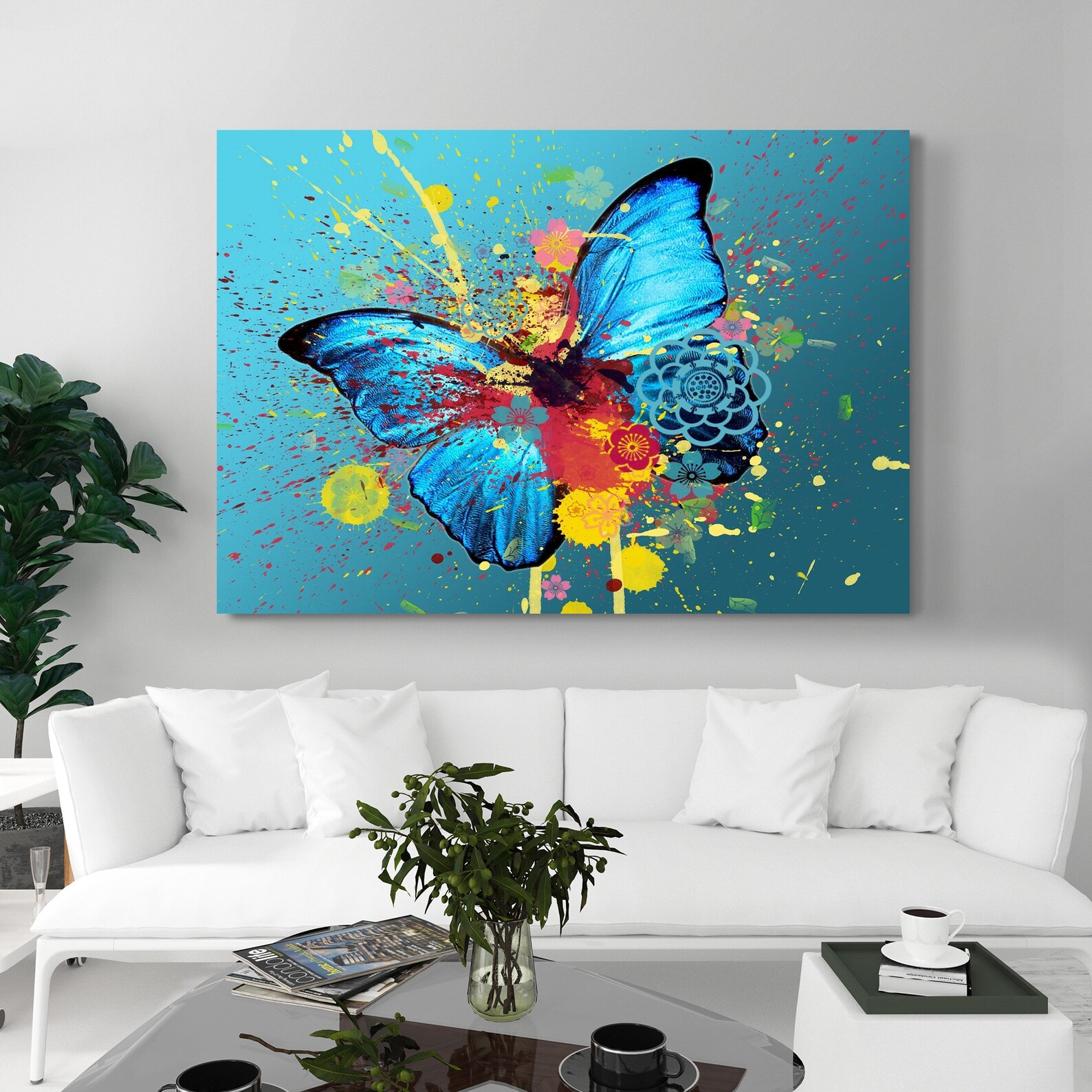 Colorful Abstract Butterfly Canvas Painting Blue Butterfly - Etsy