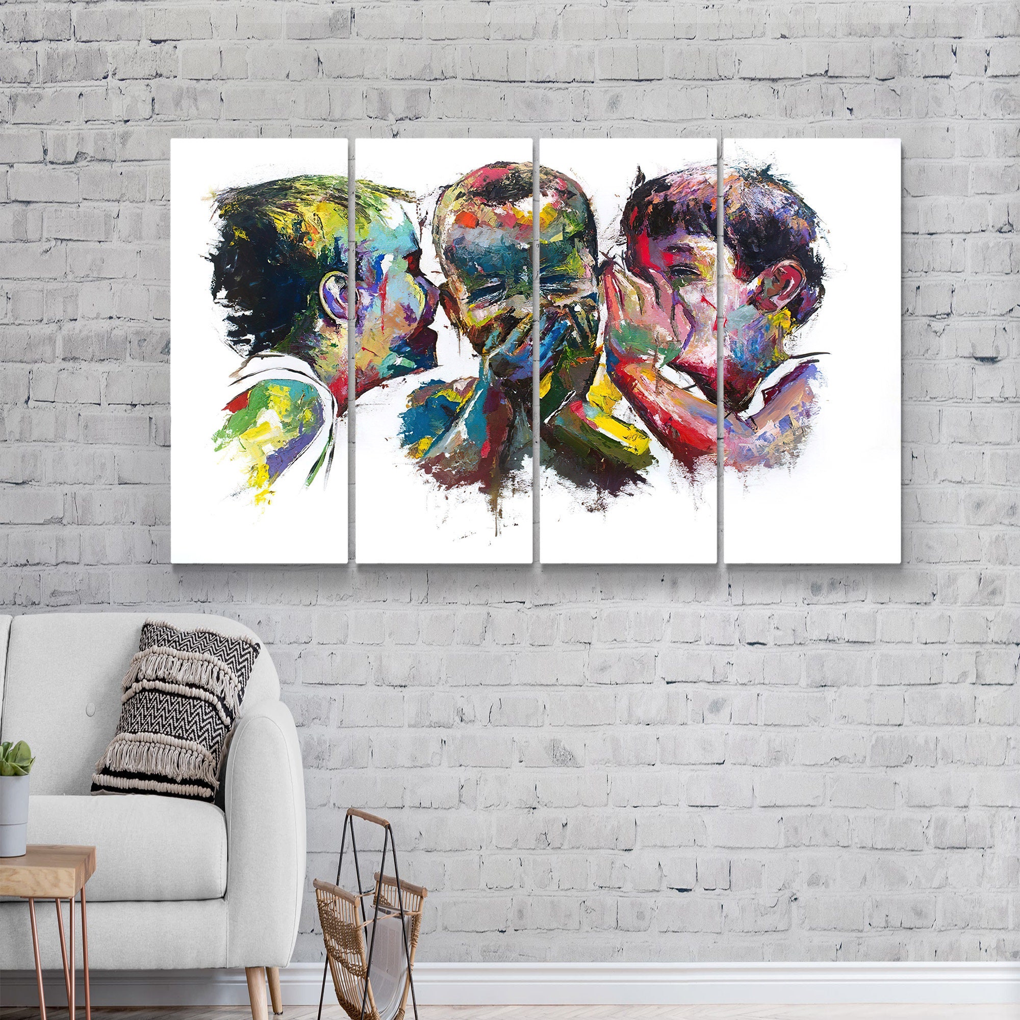 BANKSY Laughing Whispering Kids Canvas Three Kids Colorful - Etsy