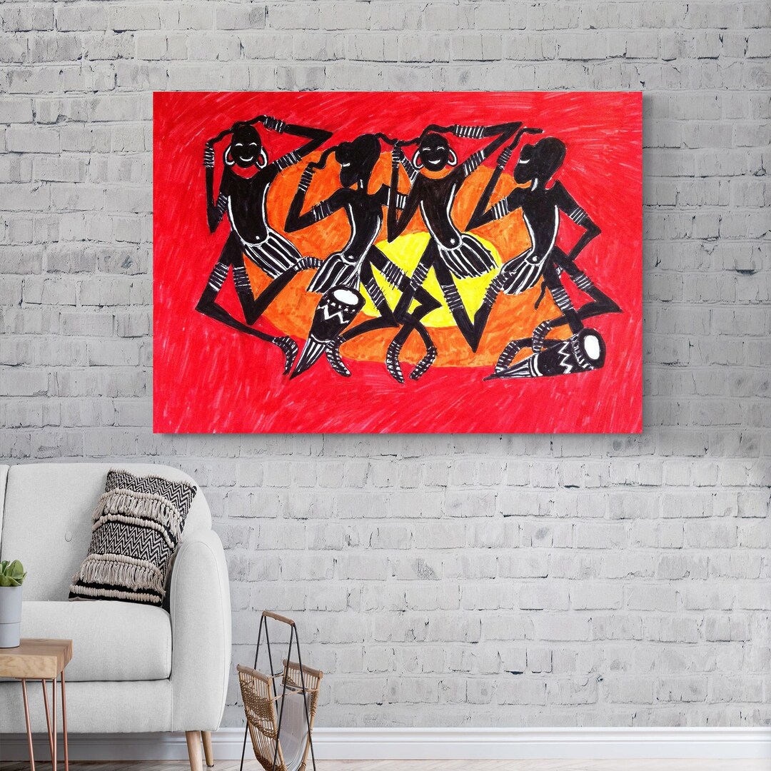 Abstract African Native Canvas Painting, Ethnic Canvas, African Wall