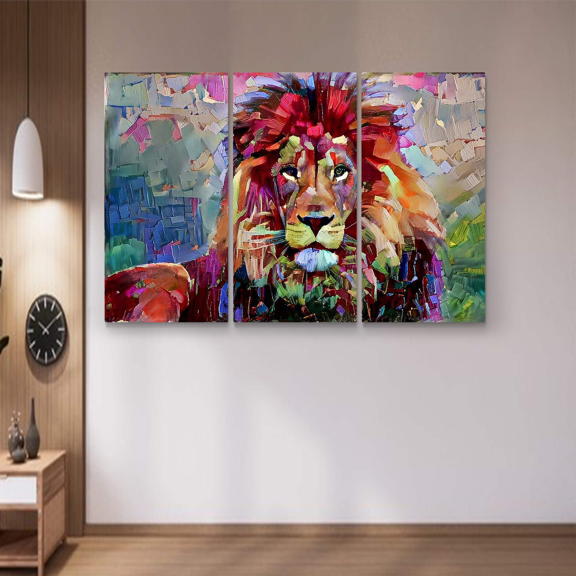 Colorful Lion Canvas Painting Lion Painting Wall Art Canvas - Etsy