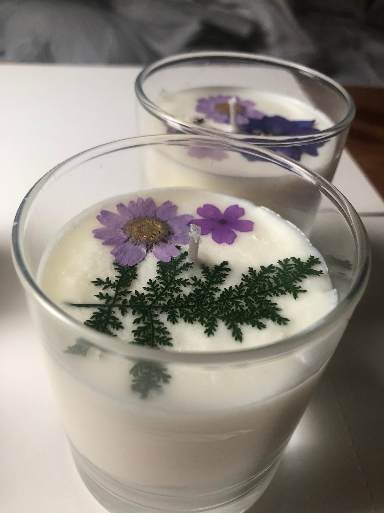 Lavender dried flower candle natural & vegan calming Etsy