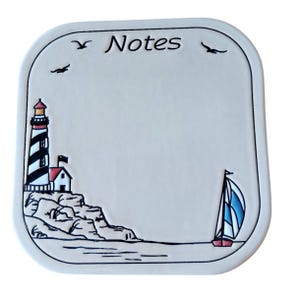 VINTAGE Trinity Pottery Notes Holder Lighthouse & Sailboat Handmade USA