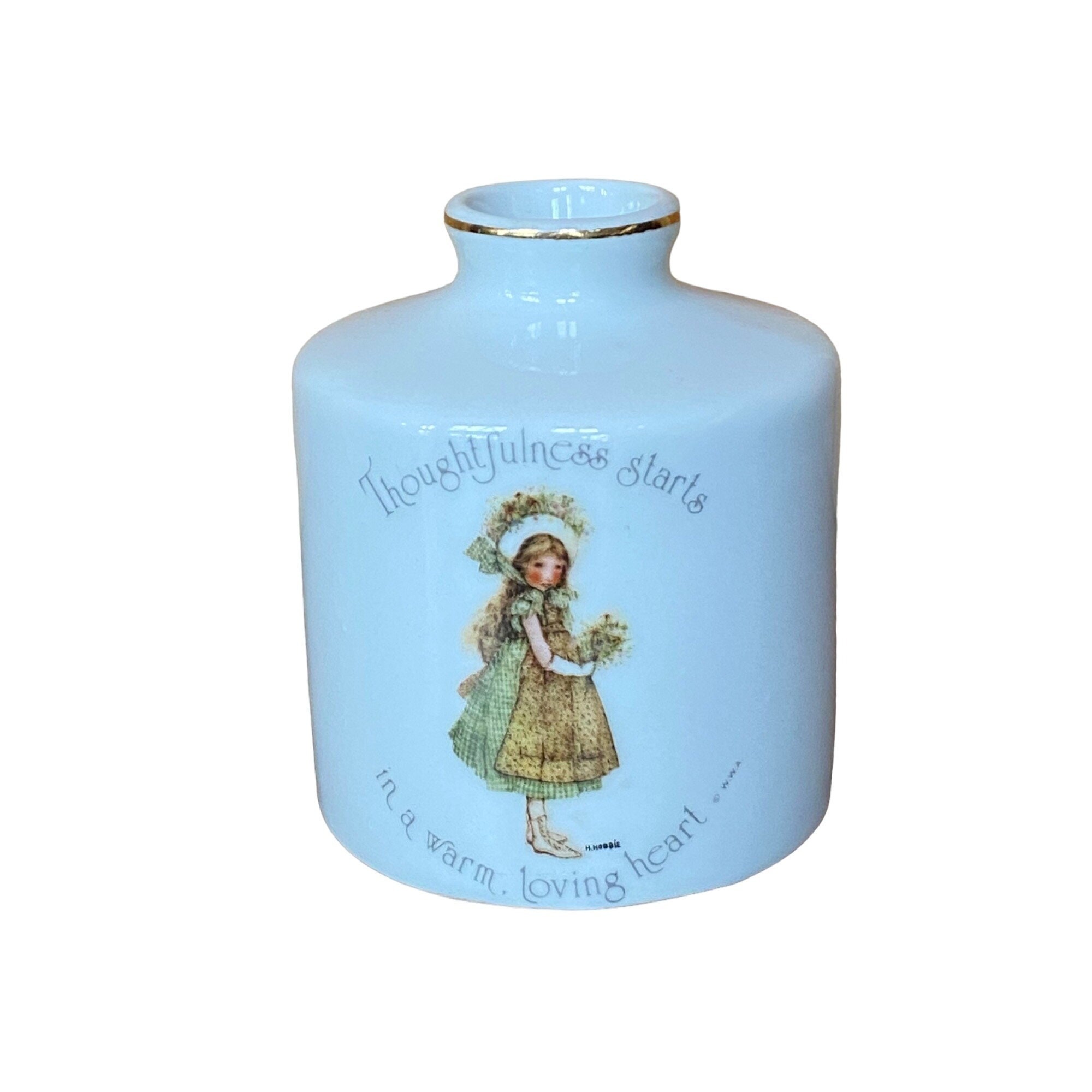 Small Holly Hobbie Vintage Vase Thoughtfulness Starts in