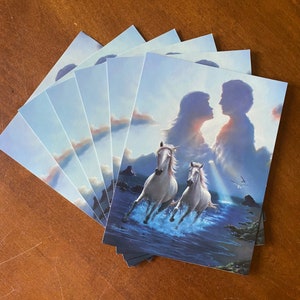 6/pack Bundle HTF Jim Warren TOGETHER AGAIN Horses Beach Couple Vintage Greeting Cards Leanin&#39; Tree 1998 New + Bonus Cards