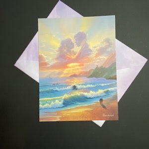 6/pk Bundle HTF Jim Warren SUNSET STROLL Love Greeting Cards Beach Dophins Sailboat Lighthouse Vintage Unused 1998 + Bonus Cards