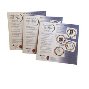 May include: Three packages of 12x12 inch Creative Memories Title Pages. Each package features a white background with black text, including the title Thanks to You! Title Pages, and displays examples of floral-bordered photo frames.