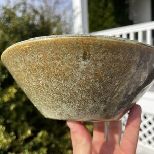 Midcentury Modern Studio Pottery Vintage Green Brown Blue Glaze Fruit Dish Bowl
