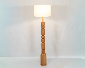 Handmade Wooden Floor Lamp: Modern Rustic Standing Light