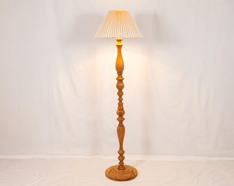 Modern Wooden Floor Lamp – Cozy Handmade Rustic Standing Light, Minimalist Boho Home Decor