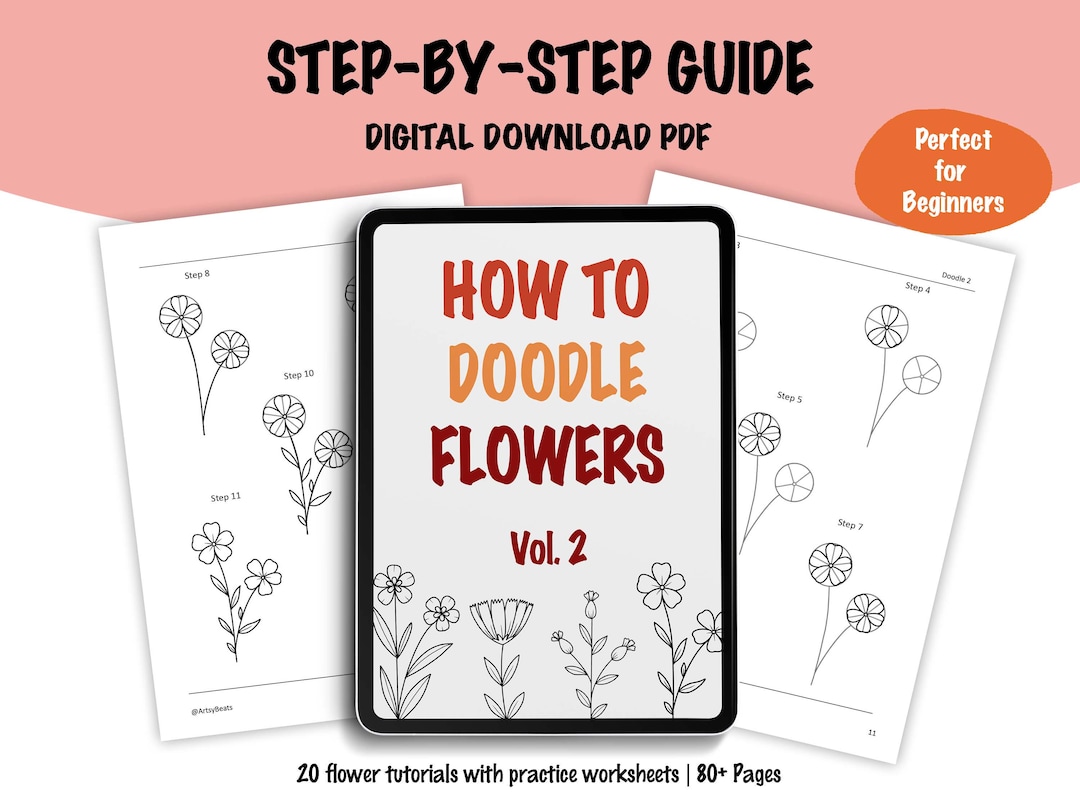 Flower Doodle Guide: Easy Floral Art Tutorial (digital Download) - Etsy