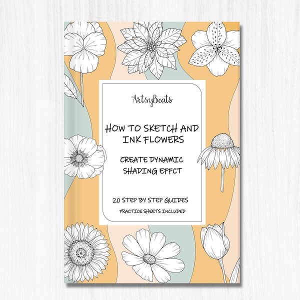 How to draw flowers for beginner, Step by step flower workbook, Realistic Flower drawing templates, Flower practice sheets, Flower printable