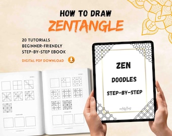 Zentangle for beginners | Zen Doodle Pattern Templates (PDF) | Step-by-Step Printable worksheets | Relaxing Art