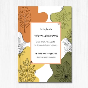 How to draw Autumn Leaves,15 Step-By-Step lessons, Drawing Guides, Printable Worksheets, Instant Download | For Lettering,Journaling,DIY art