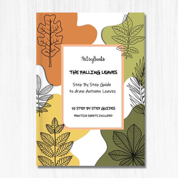 How to draw Autumn Leaves,15 Step-By-Step lessons, Drawing Guides, Printable Worksheets, Instant Download | For Lettering,Journaling,DIY art