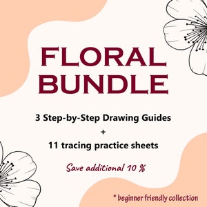 Bloemenbundel, Bloemen tekenen voor beginners, Realistische bloemtekensjablonen, Oefenbladen voor bloemen, Printbaar werkblad voor bloemen