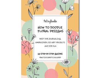 How to Doodle Flowers for beginners, draw flower for Bullet journal, Easy flower drawing guides, Printable flower tutorial, DIY floral art