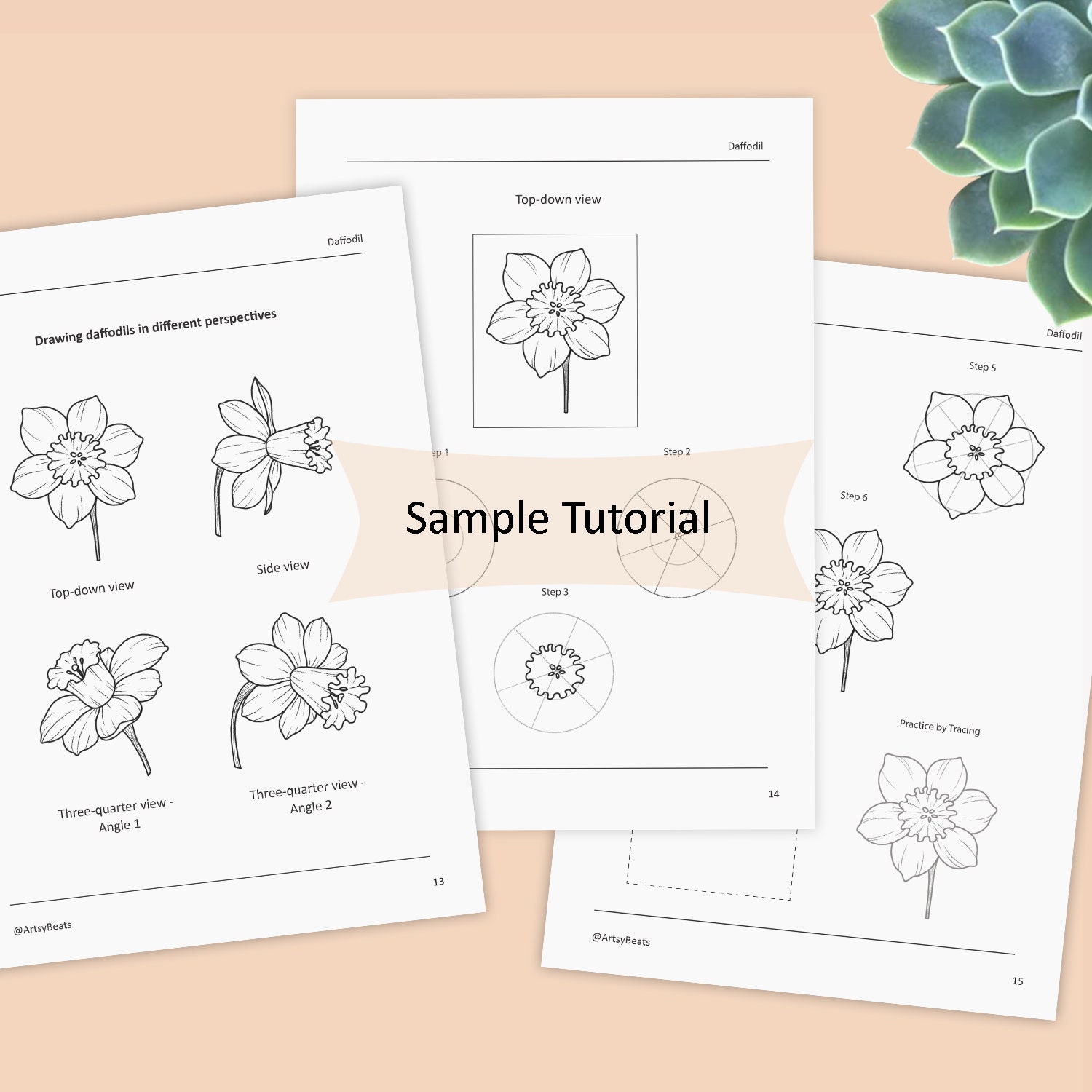 Perspective Flower Drawing Guide, Learn Floral Composition, Realistic