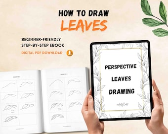 Perspective Leaves Drawing | Learn to doodle Curved Leaves | Step-by-Step Workbook for beginners (PDF)