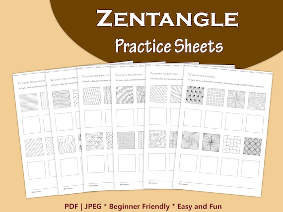 Zentangle Pattern Workbook: Mindful Art Therapy Practice Sheets (PDF)