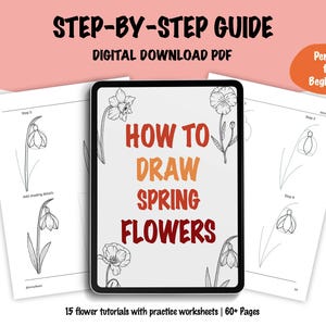 How to Draw Flowers, SPRING FLOWERS, Drawing Guides, Printable Worksheets, Instant Download | For Lettering, Journaling, Planners