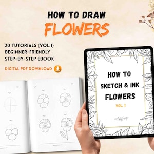 How to Draw Flowers PDF Guide V1 | 20 Step-by-Step Flower Drawing for Beginners | Printable Workbook