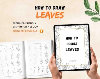 How to Draw Leaves | 40 ways | Nature Doodles | Journal fillers | Step-by-Step Digital & Printable Practice pages | Easy Leaf drawing PDF