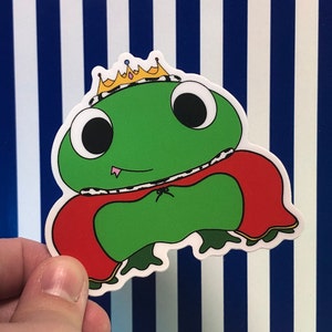 Frog King Cartoon Vinyl Sticker