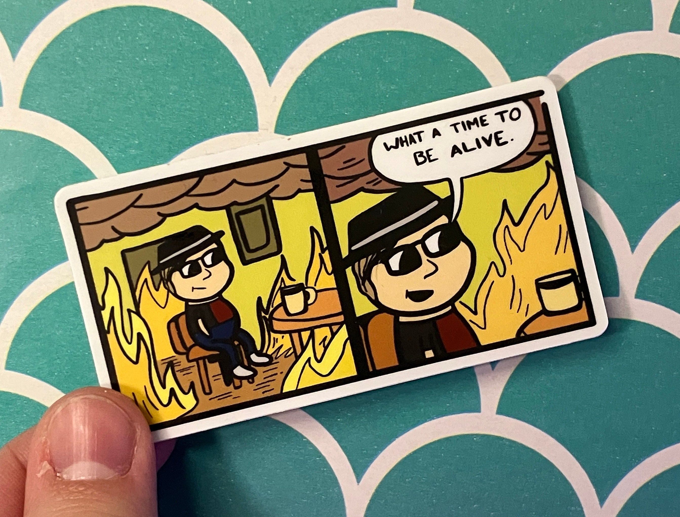 Fall Out Boy - What a Time to Be Alive - This Is Fine Meme - Lyric Vinyl Sticker - So Much (for) Stardust