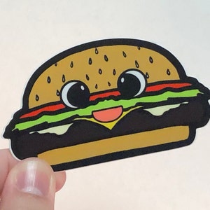 Adesivo in vinile con hamburger sorridente